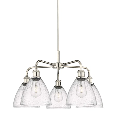 A large image of the Innovations Lighting 516-5CR-16-26 Bristol Glass Chandelier Polished Nickel / Seedy