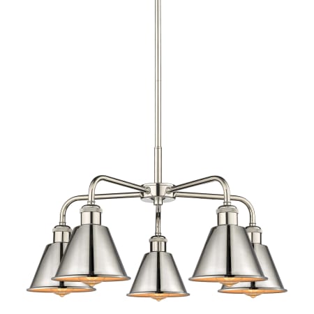 A large image of the Innovations Lighting 516-5CR-14-25 Ballston Chandelier Polished Nickel