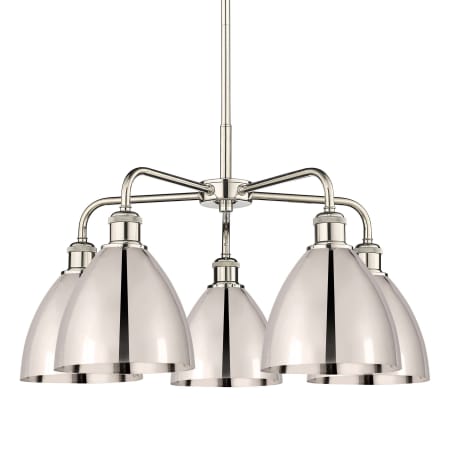 A large image of the Innovations Lighting 516-5CR-16-26 Ballston Dome Chandelier Polished Nickel