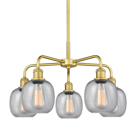 A large image of the Innovations Lighting 516-5CR-15-24 Belfast Chandelier Satin Gold / Seedy