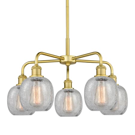 A large image of the Innovations Lighting 516-5CR-15-24 Belfast Chandelier Satin Gold / Clear Crackle