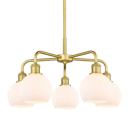 A large image of the Innovations Lighting 516-5CR-15-24 Athens Chandelier Satin Gold / Matte White