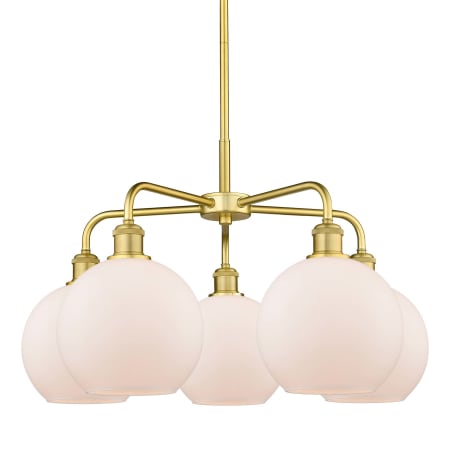 A large image of the Innovations Lighting 516-5CR-16-26 Athens Chandelier Satin Gold / Matte White
