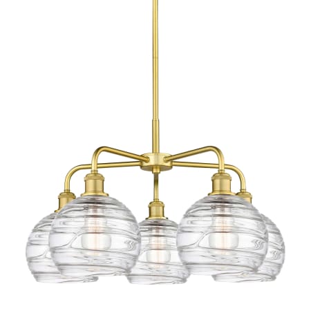 A large image of the Innovations Lighting 516-5CR-16-26 Athens Deco Swirl Chandelier Satin Gold / Clear Deco Swirl