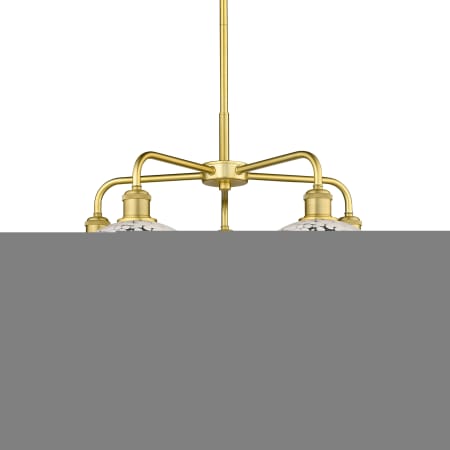 A large image of the Innovations Lighting 516-5C-18-28-White Mouchette-Indoor Chandelier Satin Gold / White Mouchette