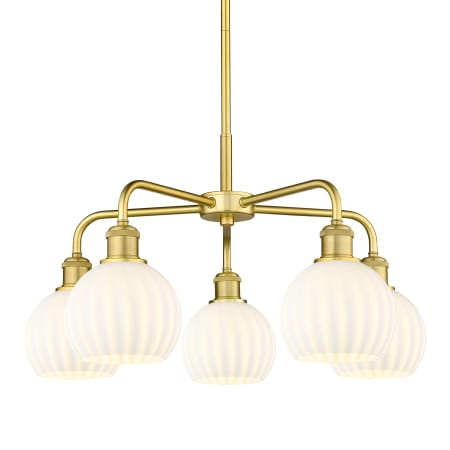 A large image of the Innovations Lighting 516-5C-14-24-White Venetian-Indoor Chandelier Satin Gold / White Venetian