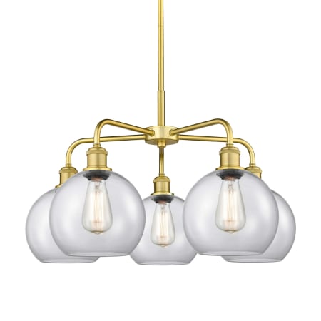 A large image of the Innovations Lighting 516-5CR-16-26 Athens Chandelier Satin Gold / Clear