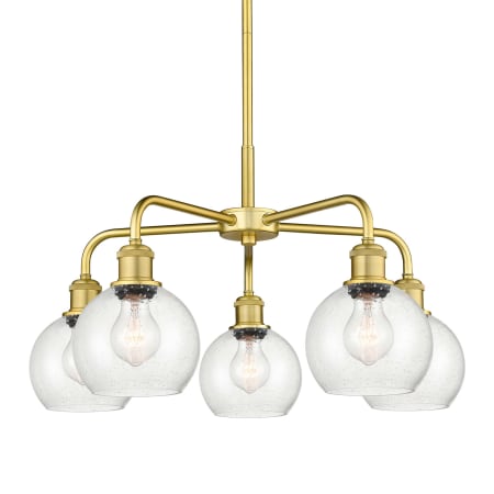 A large image of the Innovations Lighting 516-5CR-15-24 Athens Chandelier Satin Gold / Seedy