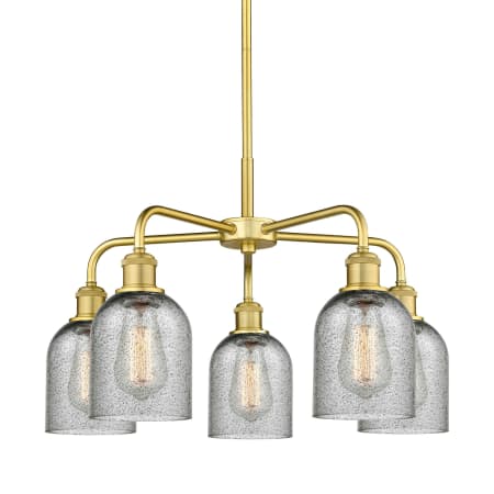 A large image of the Innovations Lighting 516-5CR-15-23 Caledonia Chandelier Satin Gold / Charcoal