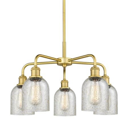 A large image of the Innovations Lighting 516-5CR-15-23 Caledonia Chandelier Satin Gold / Mica