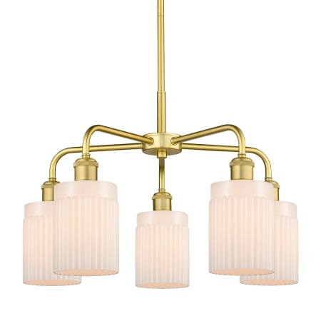 A large image of the Innovations Lighting 516-5CR-15-23 Hadley Chandelier Satin Gold / Matte White