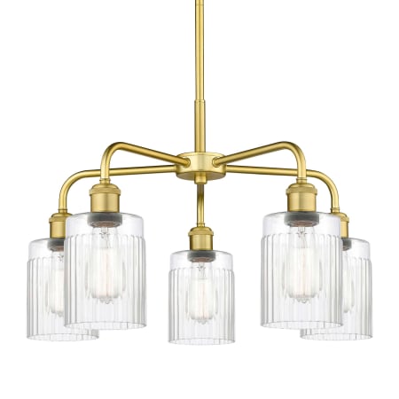 A large image of the Innovations Lighting 516-5CR-15-23 Hadley Chandelier Satin Gold / Clear