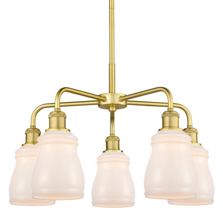 A large image of the Innovations Lighting 516-5CR-15-23 Ellery Chandelier Satin Gold / White