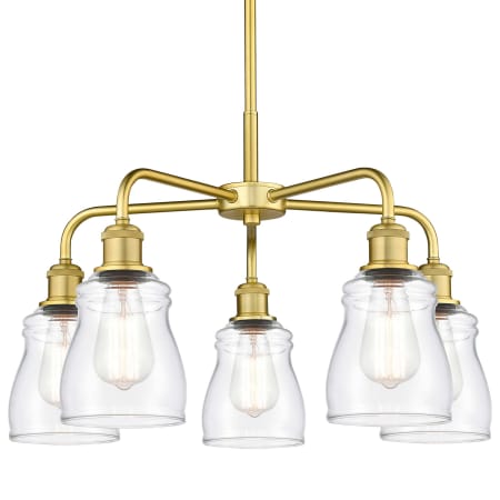 A large image of the Innovations Lighting 516-5CR-15-23 Ellery Chandelier Satin Gold / Clear