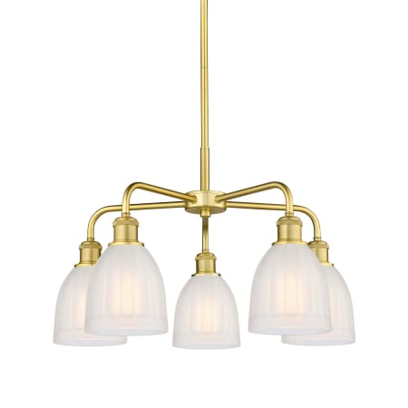 A large image of the Innovations Lighting 516-5CR-15-24 Brookfield Chandelier Satin Gold / White