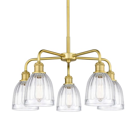 A large image of the Innovations Lighting 516-5CR-15-24 Brookfield Chandelier Satin Gold / Clear