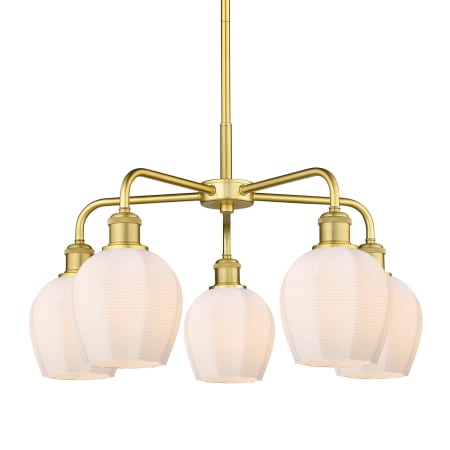 A large image of the Innovations Lighting 516-5CR-15-24 Norfolk Chandelier Satin Gold / Matte White