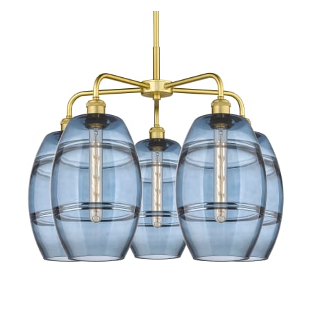 A large image of the Innovations Lighting 516-5CR-15-26 Vaz Chandelier Satin Gold / Blue