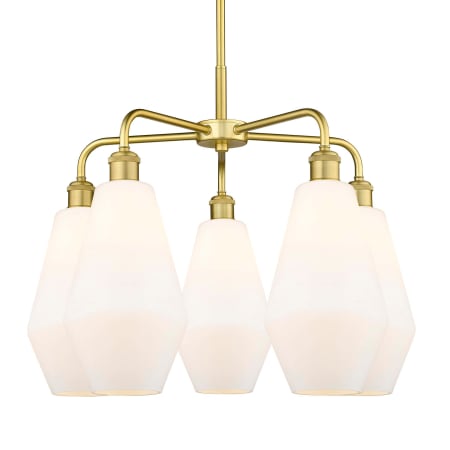 A large image of the Innovations Lighting 516-5CR-20-25 Cindyrella Chandelier Satin Gold / Cased Matte White