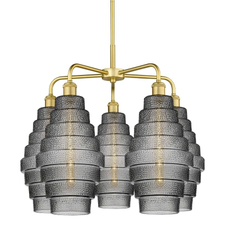 A large image of the Innovations Lighting 516-5CR-23-26 Cascade Chandelier Satin Gold / Smoked