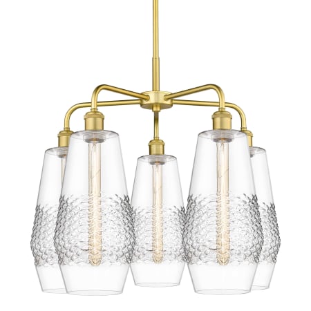 A large image of the Innovations Lighting 516-5CR-22-25 Windham Chandelier Satin Gold / Clear