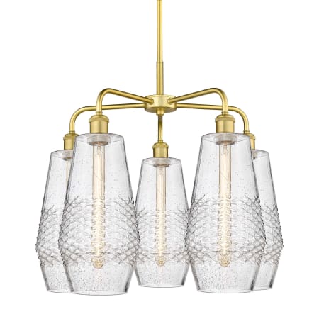 A large image of the Innovations Lighting 516-5CR-22-25 Windham Chandelier Satin Gold / Seedy
