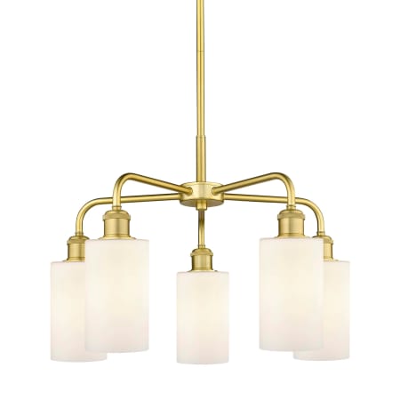 A large image of the Innovations Lighting 516-5CR-15-22 Clymer Chandelier Satin Gold / Matte White