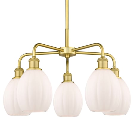 A large image of the Innovations Lighting 516-5CR-16-24 Eaton Chandelier Satin Gold / Matte White