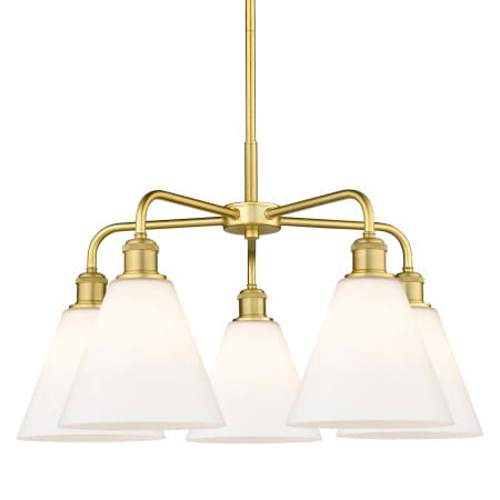 A large image of the Innovations Lighting 516-5CR-16-26 Berkshire Chandelier Satin Gold / Matte White