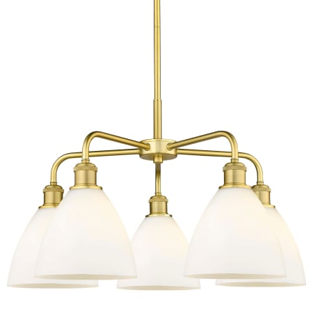 A large image of the Innovations Lighting 516-5CR-16-26 Bristol Glass Chandelier Satin Gold / Matte White