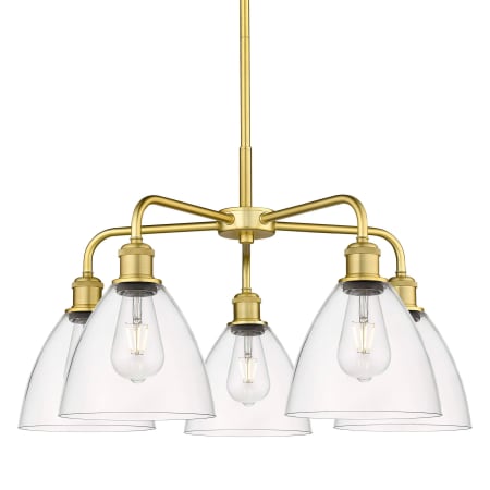 A large image of the Innovations Lighting 516-5CR-16-26 Bristol Glass Chandelier Satin Gold / Clear