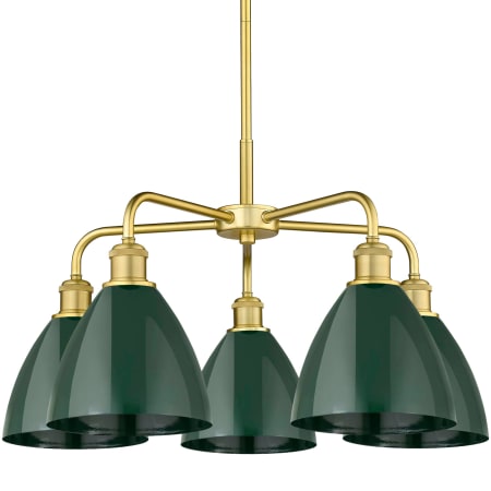 A large image of the Innovations Lighting 516-5CR-16-26 Ballston Dome Chandelier Satin Gold / Green