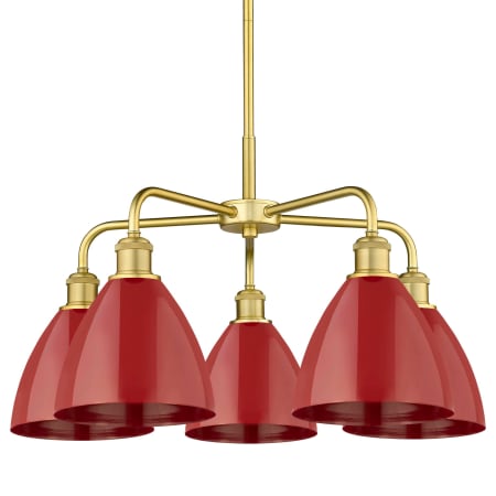 A large image of the Innovations Lighting 516-5CR-16-26 Ballston Dome Chandelier Satin Gold / Red