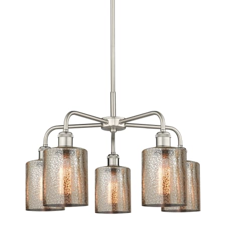 A large image of the Innovations Lighting 516-5CR-15-23 Cobbleskill Chandelier Satin Nickel / Mercury