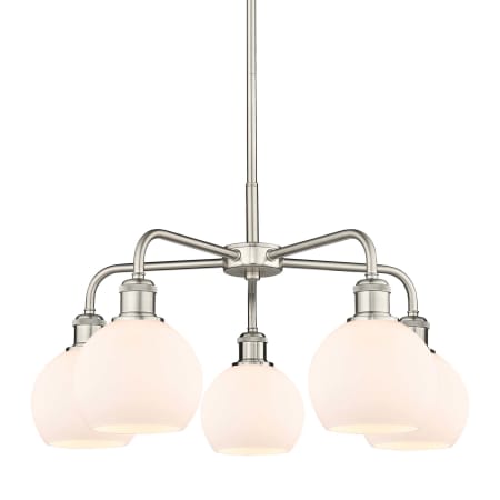 A large image of the Innovations Lighting 516-5CR-15-24 Athens Chandelier Satin Nickel / Matte White