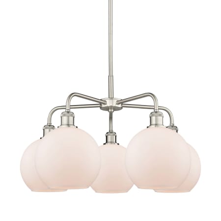 A large image of the Innovations Lighting 516-5CR-16-26 Athens Chandelier Satin Nickel / Matte White