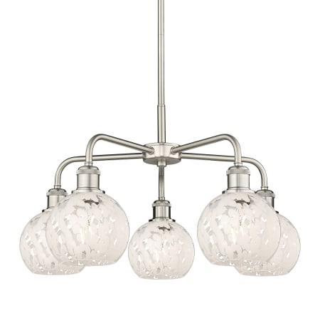 A large image of the Innovations Lighting 516-5C-14-24-White Mouchette-Indoor Chandelier Satin Nickel / White Mouchette