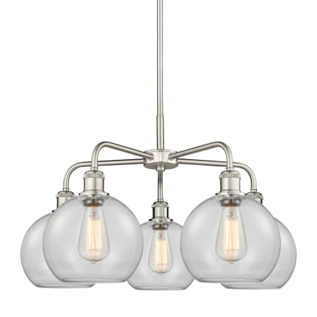 A large image of the Innovations Lighting 516-5CR-16-26 Athens Chandelier Satin Nickel / Clear