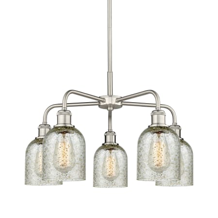 A large image of the Innovations Lighting 516-5CR-15-23 Caledonia Chandelier Satin Nickel / Mica