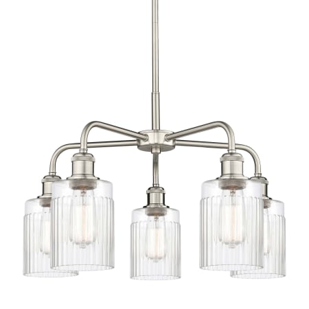 A large image of the Innovations Lighting 516-5CR-15-23 Hadley Chandelier Satin Nickel / Clear