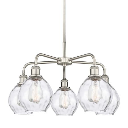 A large image of the Innovations Lighting 516-5CR-15-24 Waverly Chandelier Satin Nickel / Clear