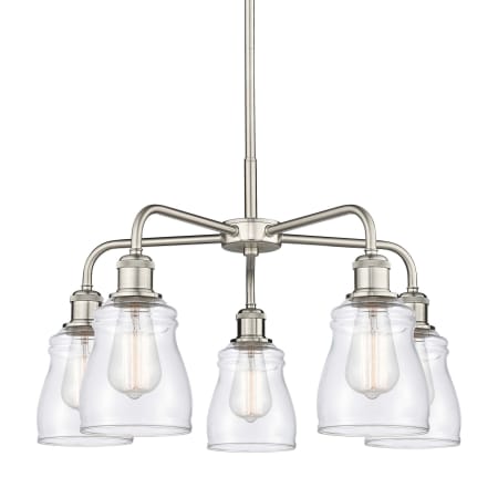 A large image of the Innovations Lighting 516-5CR-15-23 Ellery Chandelier Satin Nickel / Clear