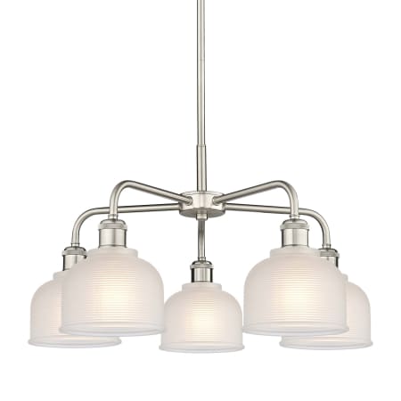 A large image of the Innovations Lighting 516-5CR-15-24 Dayton Chandelier Satin Nickel / White