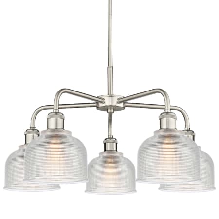 A large image of the Innovations Lighting 516-5CR-15-24 Dayton Chandelier Satin Nickel / Clear