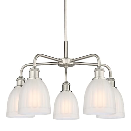 A large image of the Innovations Lighting 516-5CR-15-24 Brookfield Chandelier Satin Nickel / White