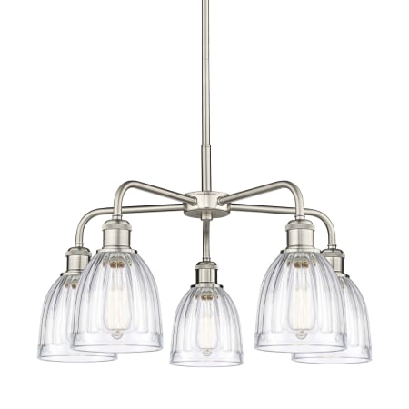 A large image of the Innovations Lighting 516-5CR-15-24 Brookfield Chandelier Satin Nickel / Clear