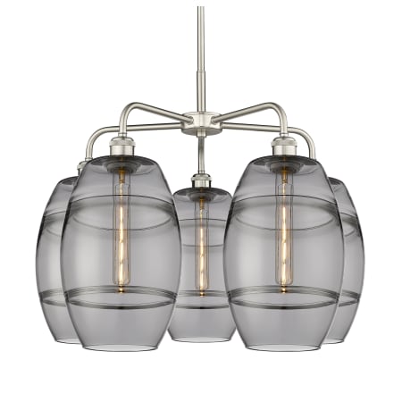 A large image of the Innovations Lighting 516-5CR-15-26 Vaz Chandelier Satin Nickel / Smoked