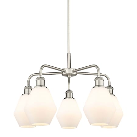 A large image of the Innovations Lighting 516-5CR-16-24 Cindyrella Chandelier Satin Nickel / Cased Matte White