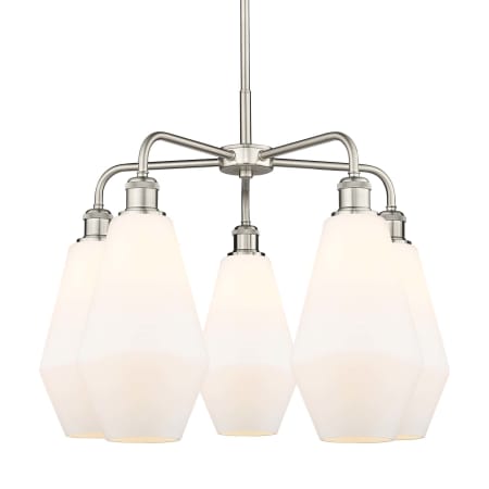 A large image of the Innovations Lighting 516-5CR-20-25 Cindyrella Chandelier Satin Nickel / Cased Matte White