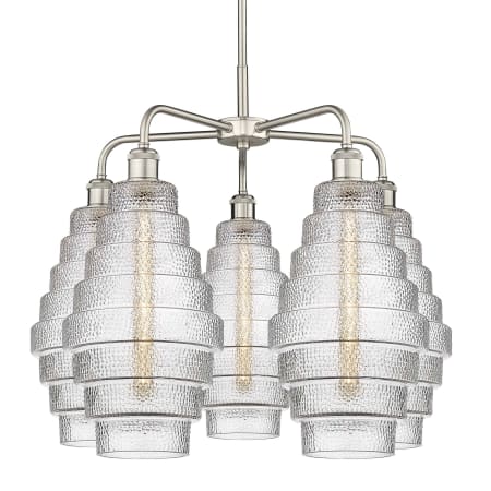A large image of the Innovations Lighting 516-5CR-23-26 Cascade Chandelier Satin Nickel / Clear